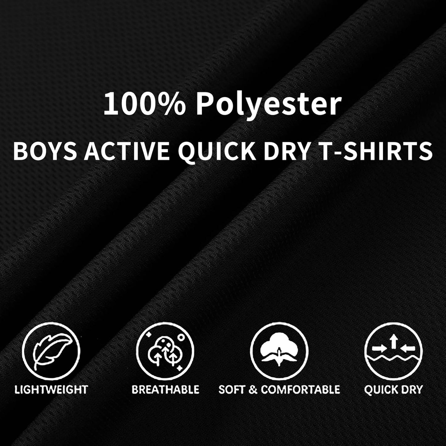 6-Pack Boys Athletic T-Shirts Quick Dry Short-Sleeve Tops Youth Moisture Wicking Running Sports T-Shirts(4-18 Years)