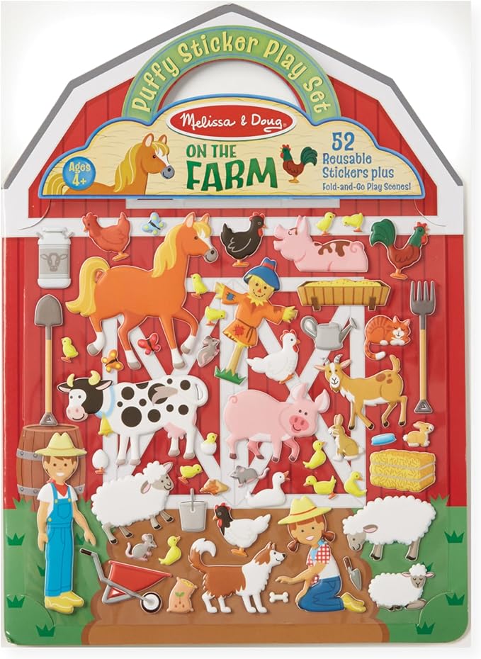 Melissa & Doug Puffy Sticker Play Set - On the Farm - 52 Reusable Stickers, 2 Fold-Out Scenes - FSC Certified