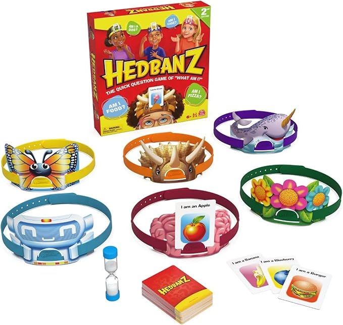 Spin Master Games, Hedbanz 2023 Edition with New Cards, Picture Guessing Board Game, for Family & Kids, 2-6 Players, for Ages 6 & Up