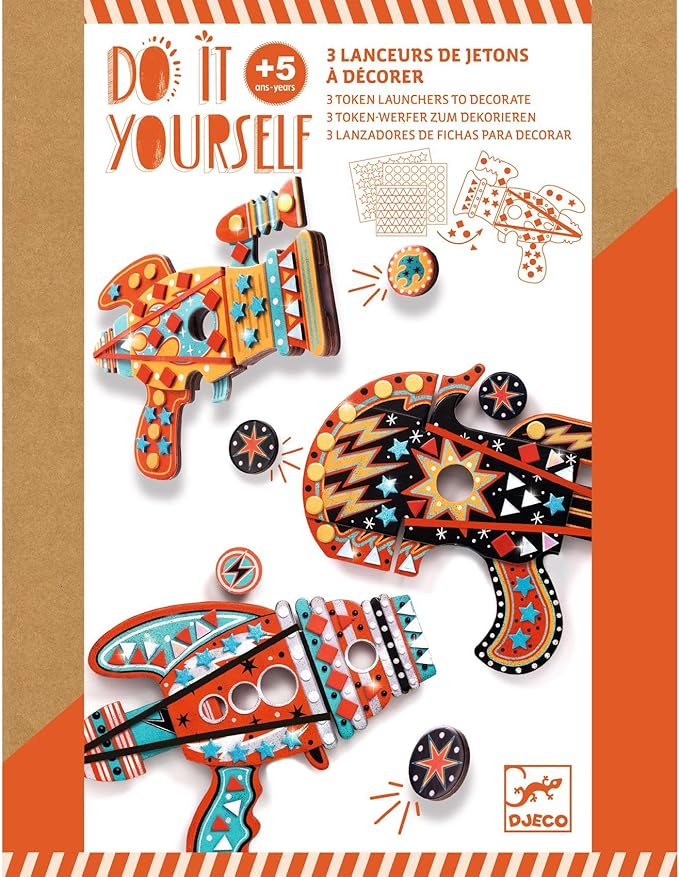 Djeco-US Kosmik Token Launchers - Makes 3 Arts & Crafts for Ages 6 to 9