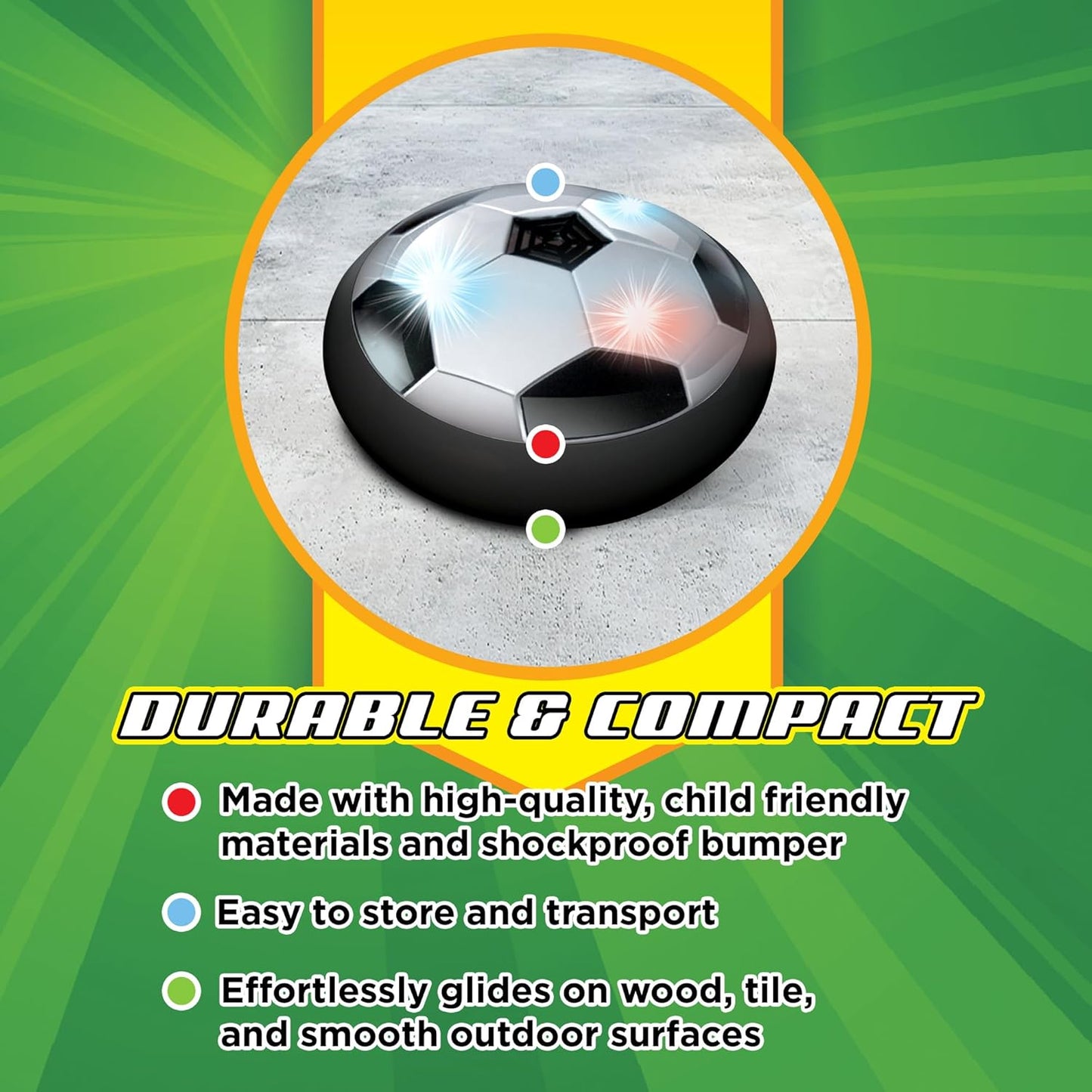 Hover Soccer from The Makers of Stomp Rocket – LED Lights and Padded Bumpers Indoor Air Soccer Toy for Boys Girls Ages 3 4 5 6 7 8 + Fun Games