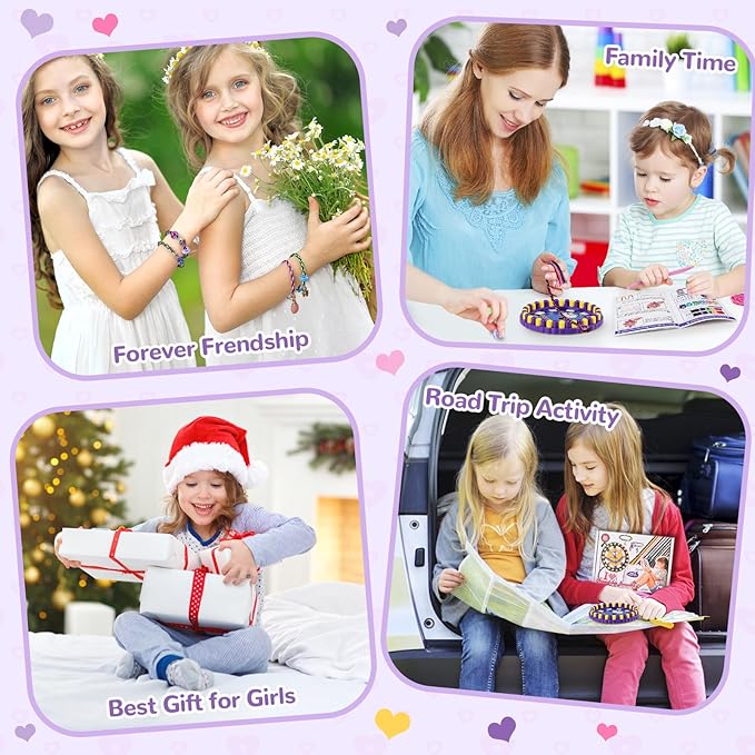 Bracelet Making Kit for Girls, Friendship Bracelet Kit Birthday Gifts for Girls Ages 6 7 8 9 10 11 12 Year Old, Arts and Crafts for Teen Kids 8-12, DIY Jewelry Bracelets Tool String Maker Toys Set