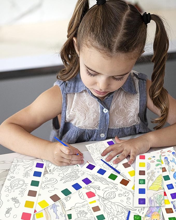 Vileafy 20 Under The Sea Party Favors for Kids Ages 4-8, Pockage Watercolor Painting Book -Paint with Water Mini Coloring Book for Art Party Favors (Sea Animals)