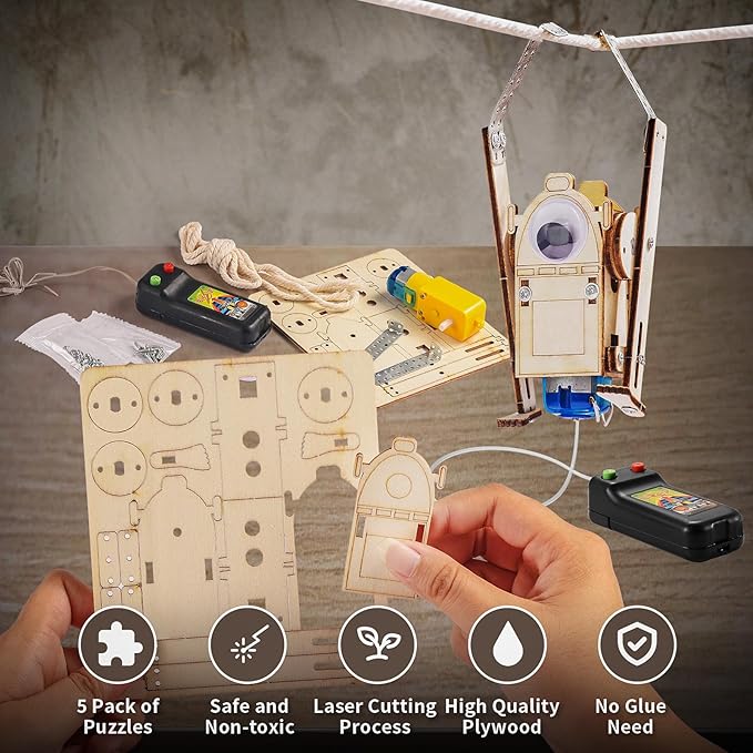 STEM Robots Kits for Kids Ages 5-7 8-10, Wood Building Art Crafts Kits for Boys 6-8 8-12, 3D Wooden Puzzles Robotics Models, Science Woodworking Projects STEM Toys Gifts for Boy 6 7 8 10 12 Year OId