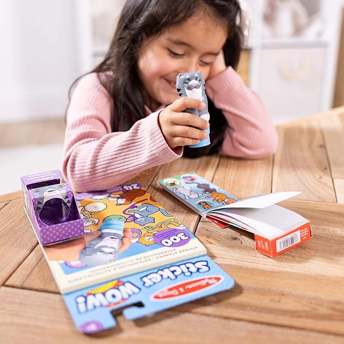 Melissa & Doug Sticker Wow!™ Cat Bundle: 24-Page Activity Pad, Sticker Stamper, Mini Activity Pad, 500 Stickers, Arts and Crafts Fidget Toy Collectible Character