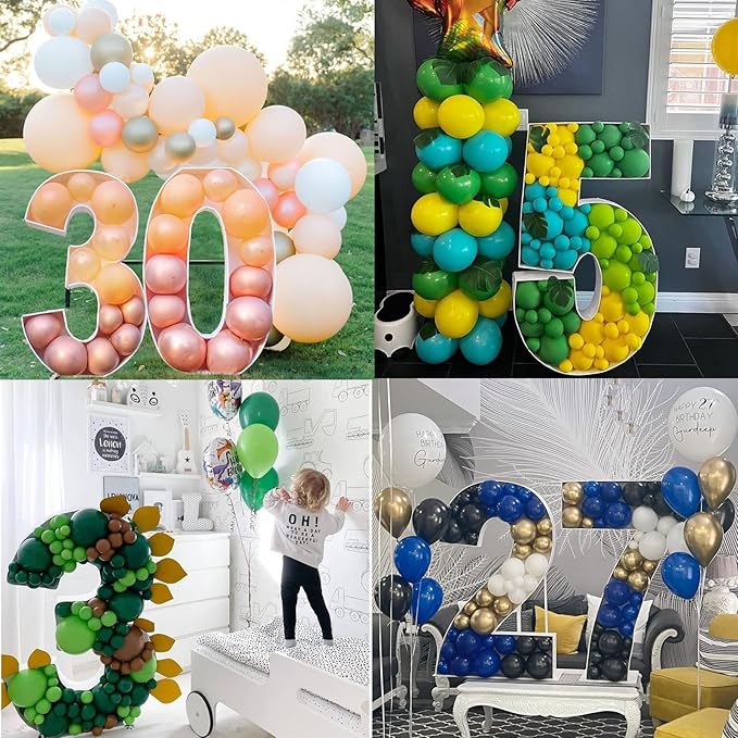 Mosaic Balloon Numbers Frame Light Up Numbers 9 Pre-Cut Large Foam Board Sign Cut-out for Boy Girl Birthday Backdrop Anniversary Decoration