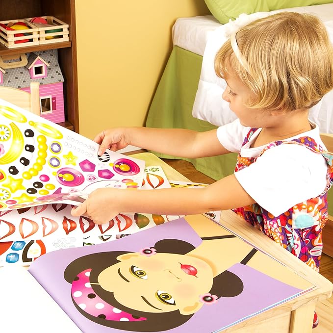 Melissa & Doug Make-a-Face Sticker Pad - Fashion Faces, 20 Faces, 5 Sticker Sheets - FSC Certified