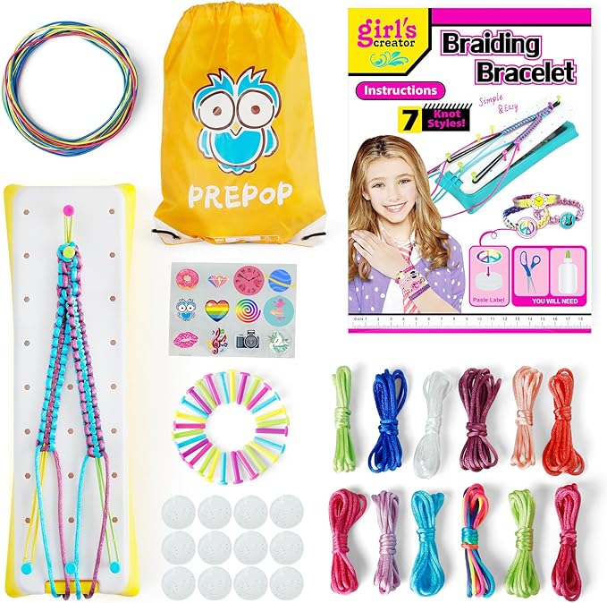 PREPOP Friendship Bracelet String Making Kits - Popular Toys for 7 8 9 10 11 12+ Year Old Girls, DIY Arts and Crafts Bracelets Maker Activities Supplies, Best Birthday Gifts Ideas Age 6-12 yr Girl