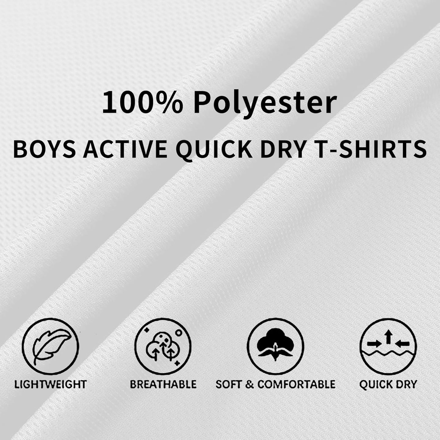 6-Pack Boys Athletic T-Shirts Quick Dry Short-Sleeve Tops Youth Moisture Wicking Running Sports T-Shirts(4-18 Years)