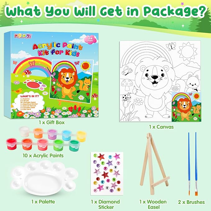 pigipigi Acrylic Paint Set Activity for Kids, Easter Basket Stuffers Art Craft Paints Gifts for Girls Boys Party Favor Games DIY Supplies, Valentine's Day Gifts for Kids