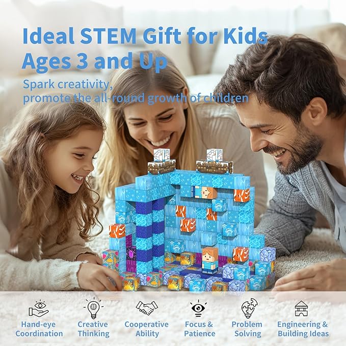 Magnetic Blocks-120PCS Ocean Quest Set,Magnetic Building Blocks Kids Toys for Ages 3 4 5 6 7 8 Birthday Gifts,STEM Montessori Sensory Toys for 3+ Years Old Boys & Girls