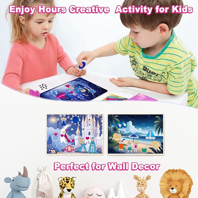 CVVDOOK 170 Foam Stickers Foil Art Fun Toys,Arts and Crafts Activity for Kids,12 Wonderful Themes: Princesses, Castles, Lighthouses, Sea, Sports, Sky,etc.Birthday or Christmas Gifts for Children