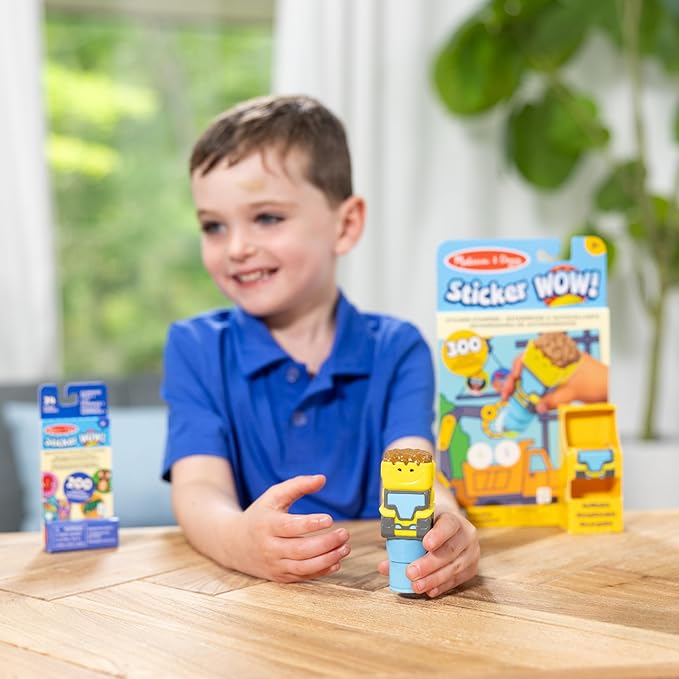 Melissa & Doug Sticker Wow!™ Bulldozer Bundle: 24-Page Activity Pad, Sticker Stamper, 500 Stickers, Arts and Crafts Fidget Toy Collectible Character