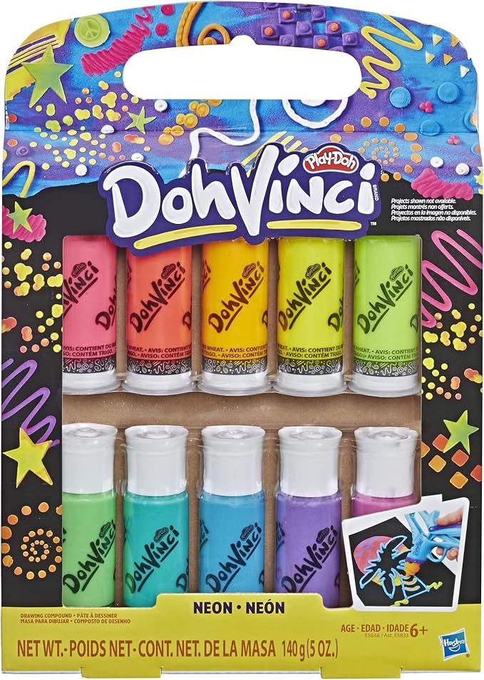 Play-Doh E5848 DohVinci Neon 10-Pack of Colors - Art Supplies for Kids and Tweens