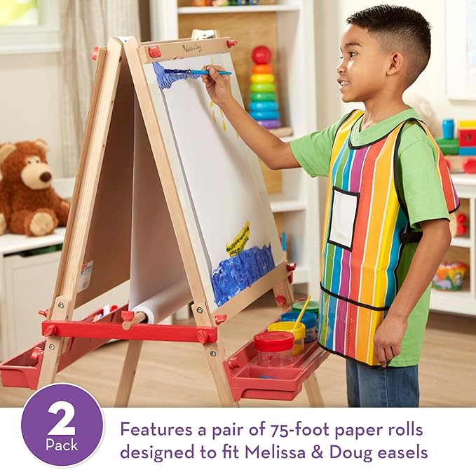 Melissa & Doug Deluxe Easel Paper Roll Replacement (18 inches x 75 feet) - 2 Count (Pack of 1) - White