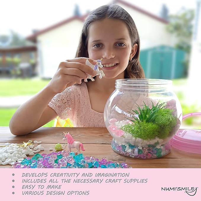 Make Your Own Light-Up Fairy & Unicorn Terrarium Arts and Crafts for Kids, Fairy Gifts for Girls Ages 4 5 6 7 8 9 10 Years, Best DIY Art Set, Unicorns Gifts & Little Girls Fairy Toys Birthday Present