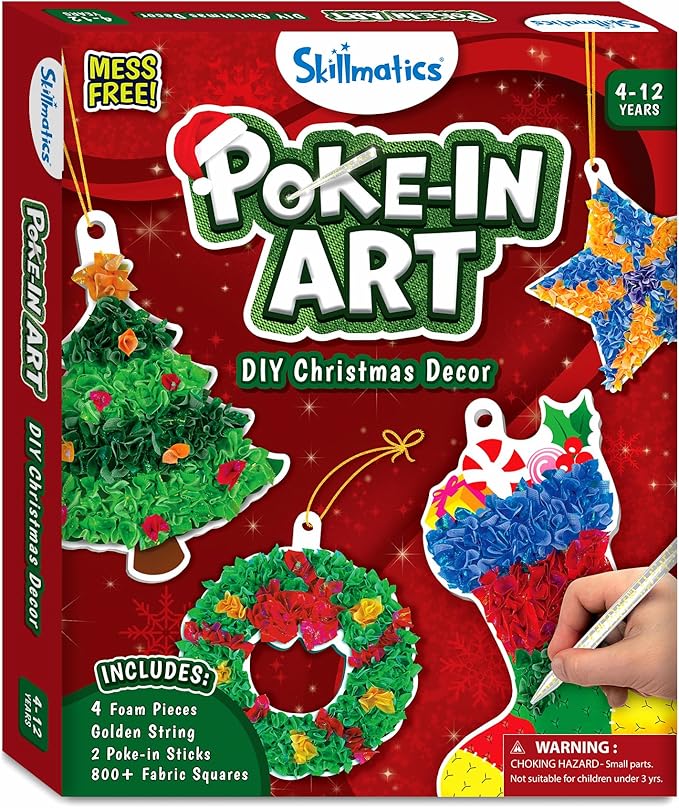 Skillmatics Art & Craft Activity - Poke-in Art Christmas Decor, Mess-Free Art for Kids, Craft Kits, DIY Activity, Gifts for Girls & Boys Ages 4, 5, 6, 7, 8, 9, 10, 11, 12