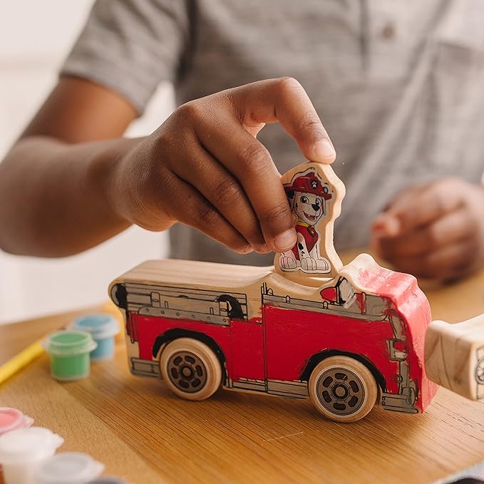 Melissa & Doug PAW Patrol Wooden Vehicles Craft Kit - 3 Decorate Your Own Vehicles, 3 Play Figures