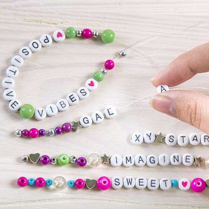 Make It Real: Block ‘N Rock Bracelets Kit - Create 4 Unique Letter Charm Bracelets, 147 Pieces, Includes Play Tray, All-In-One, DIY Bead Jewelry Kit, Tweens & Girls, Arts & Crafts, Kids Ages 8+
