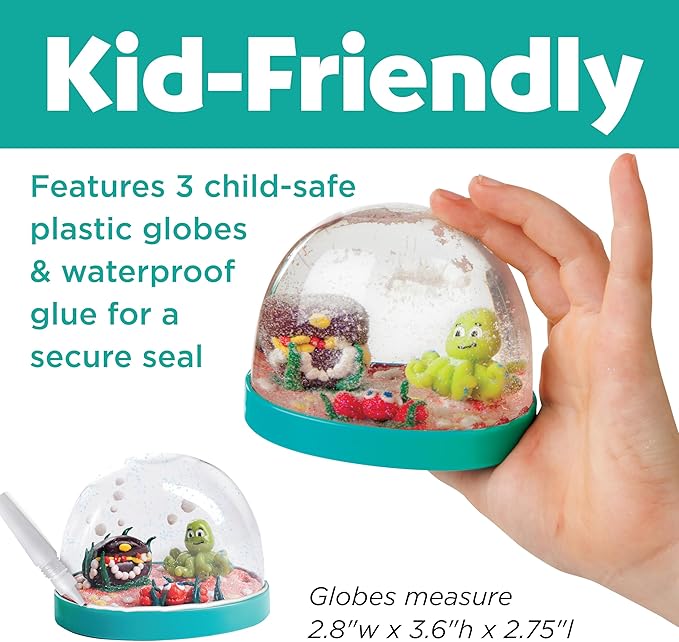 Creativity for Kids Make Your Own Under the Sea Water Globes - Make 3 DIY Snow Globes, Arts and Crafts for Boys and Girls, Kids Activities and Birthday Gifts for Ages 6-8+