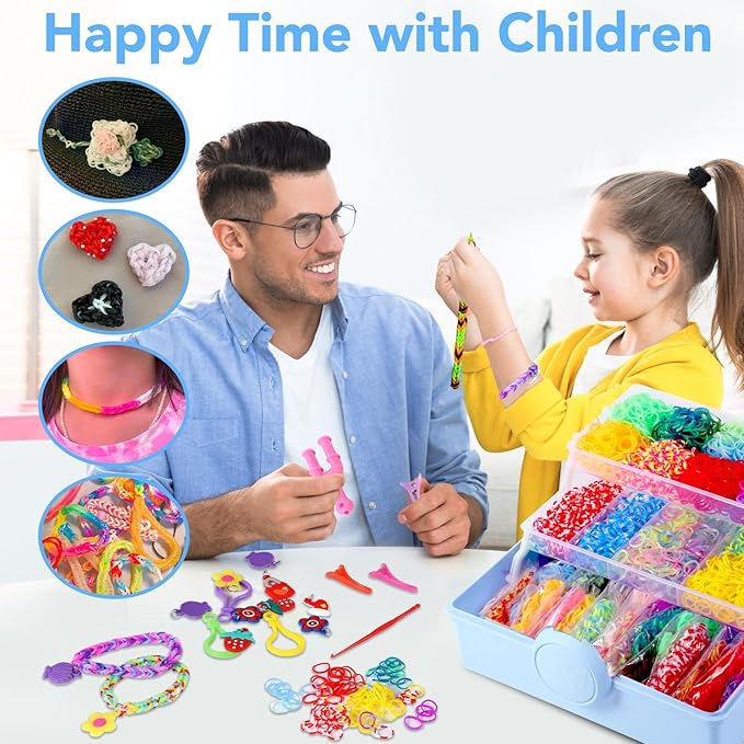 Needbrock 18500+ Bracelet Making Kit Rubber Band, 26 Colors Rubber Band Bracelet Kit Includes 800 Pcs Glow-in-The-Dark Rubber Bands, Bracelet Making Kit Valentines Gift for Kids Age 8 Above(Blue)