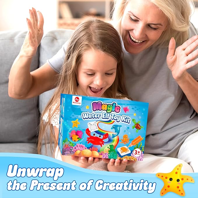 Mocoosy 20 Colors Magic Fairy Water Elf Toy Kit for Kids, Aqua Elf Water Gel Kit with 20 Magic Gels & 16 Squishy Maker Molds, Magical Squishy Paint Set Art Crafts STEM Game Activities for Boys Girls