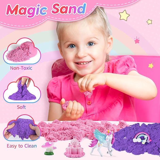 Unicorn Light-Up Terrarium - Sand Kit for Girls - LED Night Light Unicorn Toys Ages 4 5 6 7 8 - Birthday Gift for Girls - DIY Arts and Crafts Kit for Kids - Best Girls Presents