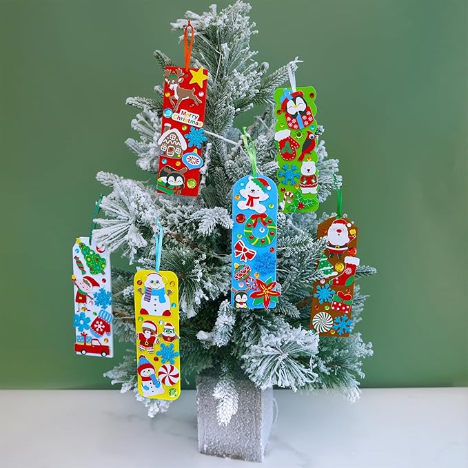 Winlyn 36 Sets Christmas Craft Kits Winter Crafts DIY Christmas Ornaments Art Sets Snowman Reindeer Pine Tree Penguin Christmas Foam Stickers Arts and Crafts for Kids Holiday Classroom Activities