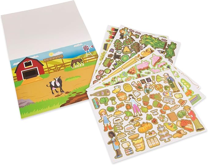 Melissa & Doug Reusable Sticker Pad: Farm - 280+ Stickers, 5 Scenes
