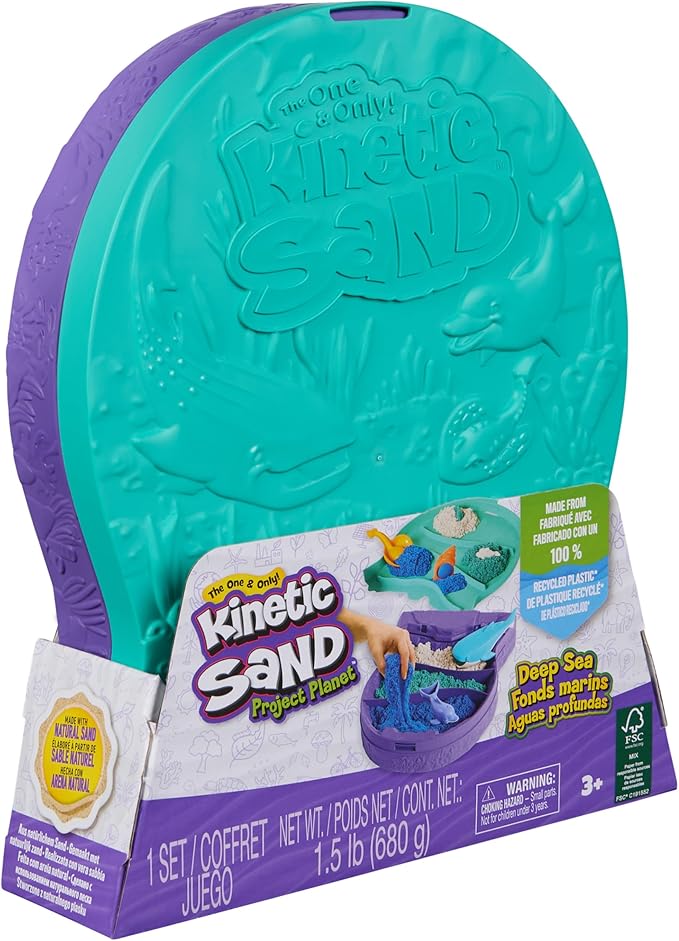 Kinetic Sand, Project Planet Deep Sea with 24oz Play Sand & Sea Creature Tools, Sustainably Minded Eco Friendly Materials, Sensory Toys for Kids