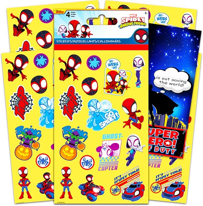 Marvel Spidey and His Amazing Friends Stickers - 60 Spiderman Stickers Featuring Peter Parker, Miles Morales, and Gwen Stacy (Spiderman Party Supplies)