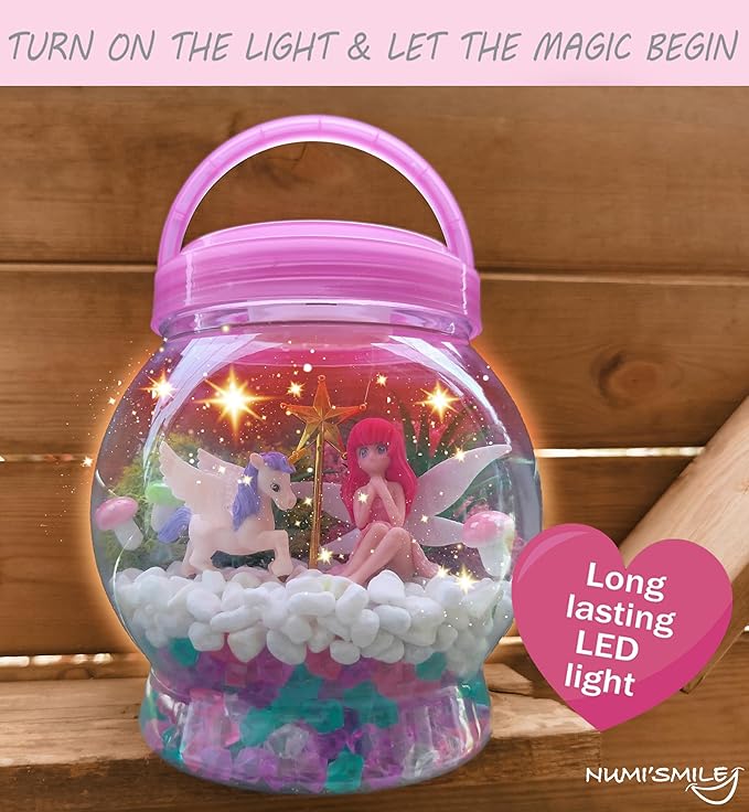 Make Your Own Light-Up Fairy & Unicorn Terrarium Arts and Crafts for Kids, Fairy Gifts for Girls Ages 4 5 6 7 8 9 10 Years, Best DIY Art Set, Unicorns Gifts & Little Girls Fairy Toys Birthday Present