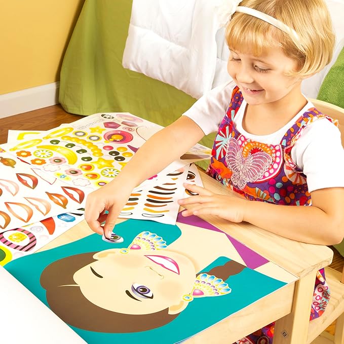 Melissa & Doug Make-a-Face Sticker Pad - Fashion Faces, 20 Faces, 5 Sticker Sheets - FSC Certified