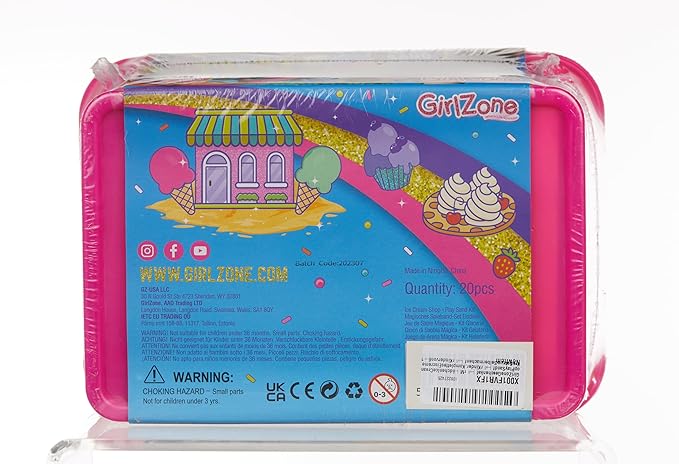 GirlZone Ice Cream Shop Play Sand for Kids, 22pcs Moldable Sand Kit - Serving Tools, Glasses, Spoon, Decorations, Stickers & 2lbs Colorful Sand, Fun Kids Sensory Toys, Ideal Easter Gifts for Kids
