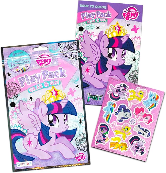 My Little Pony Paint With Water Book Set with Giant Painting Pad, Paint Brush, Coloring Pages, Crayons and My Little Pony Stickers