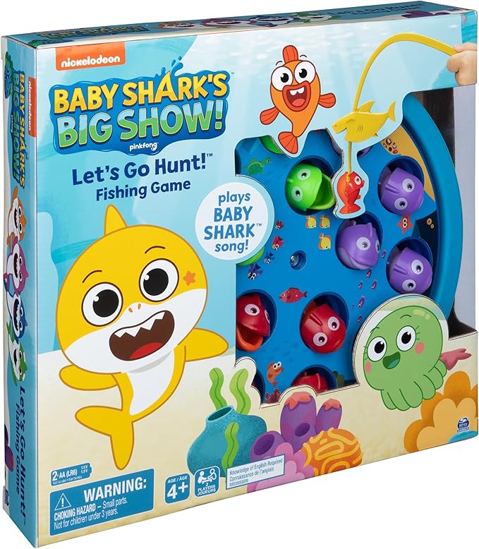 Spin Master Games, Pinkfong Baby Shark Let's Go Hunt Musical Fishing Game with Sound, Preschool Educational Toy, for Fans of Baby Shark & Kids Who Love Music, 2-4 Players, for Ages 4 & Up