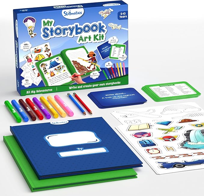 Skillmatics Storybook Art Kit - All My Adventures Art Kit for Kids, Write & Create Storybooks, Creative Activity for Boys & Girls, DIY Kit, 150+ Stickers, Gifts for Ages 5, 6, 7, 8, 9, 10