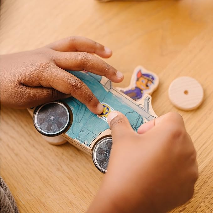 Melissa & Doug PAW Patrol Wooden Vehicles Craft Kit - 3 Decorate Your Own Vehicles, 3 Play Figures