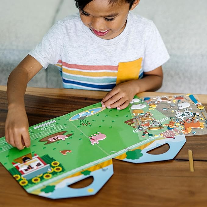 Melissa & Doug Puffy Sticker Play Set - On the Farm - 52 Reusable Stickers, 2 Fold-Out Scenes - FSC Certified