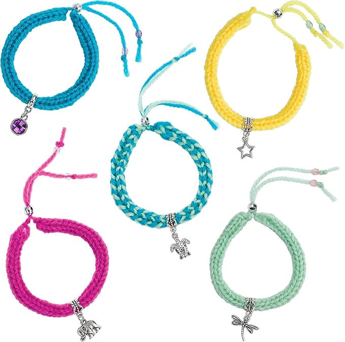 Creativity for Kids Quick Knit Charm Bracelets - Create 10 DIY Friendship Bracelets, Kids Jewelry Making Kit