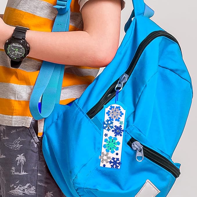 Winlyn 24 Sets Christmas Craft Kits Winter Crafts DIY 3D Christmas Snowflake Bookmarks Art Sets Snowflake Foam Stickers Arts and Crafts for Kids Party Favor Holiday Seasonal Home Classroom Activities