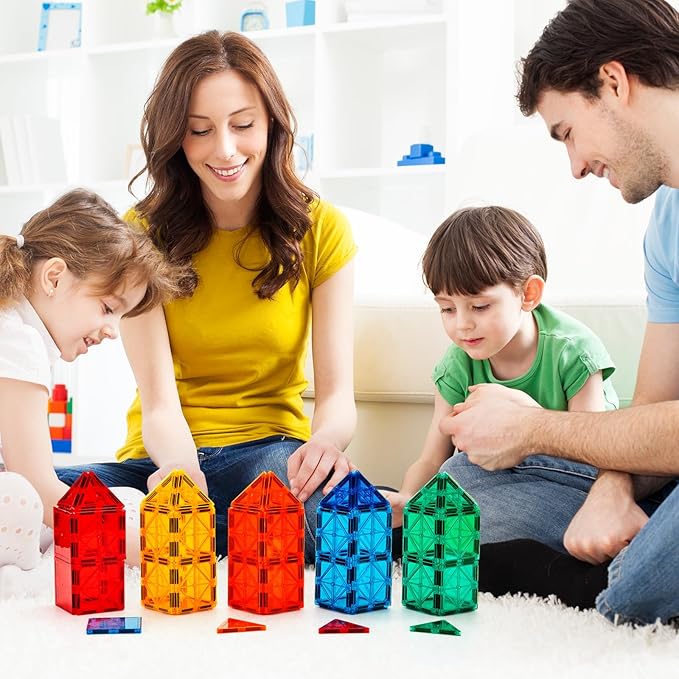 Magnetic Tiles, 100PCS Building Blocks, Magnets Building Set, STEM Construction Stacking Toy Gift for Kids 3+ Boys and Girls Preschool Kindergarden Toy