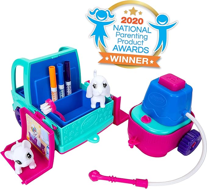 Crayola Scribble Scrubbie Pets Grooming Truck (10 Pcs), Toy Pet Playset, Kids Pet Care Toy, Gift for Girls & Boys, Ages 3+
