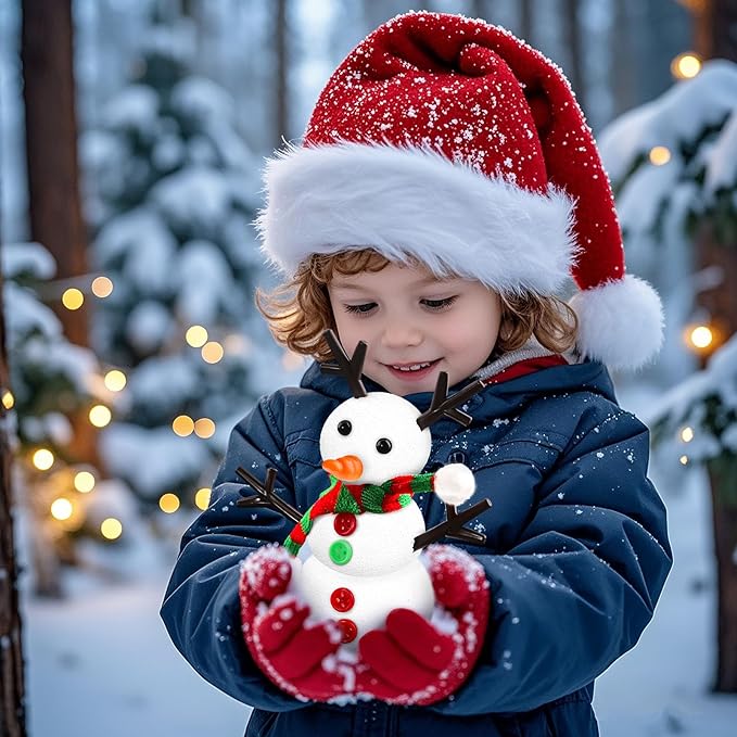 Shemira 12 Pack DIY Snowman Kit, Christmas Crafts for Kids, Modeling Air Dry Clay Craft Kits for Kids, DIY Christmas Ornaments Kits, Christmas Party Favors Stocking Stuffers for Kids, Christmas Gifts