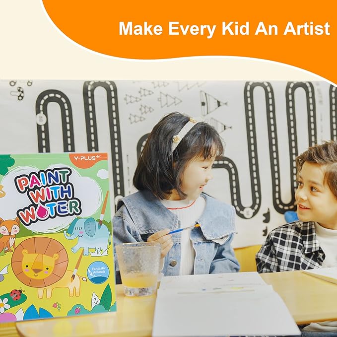 YPLUS Paint with Water Books for Toddlers, Art Craft Toys Watercolor Painting Paper for Kids Gift for Drawing with Brush - Traffic