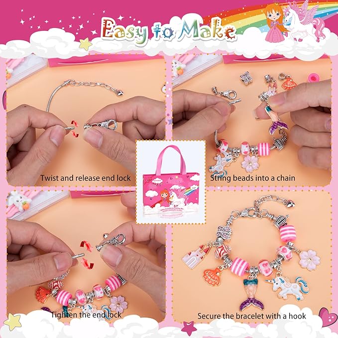 SUZUTOY Bracelet Making Kit for Girls, Unicorns Gifts for Girls, Arts and Crafts for Kids Ages 4 5 6 7 8 9 10 11, Gifts Toys for 4-12 Year Old Girl, Beads for Bracelet Making, Jewelry Making Supplie