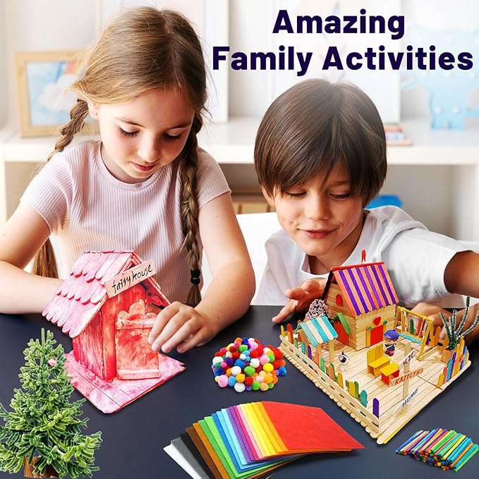 FUNZBO Arts and Crafts Supplies -St Patricks Day Crafts for Girls Age 3, 4, 5, 6, 7, 8, 9 Years Old, Craft Kit with Pipe Cleaners, Pompoms & Craft Tools, Birthday Gifts for Kid, Boys & Girls