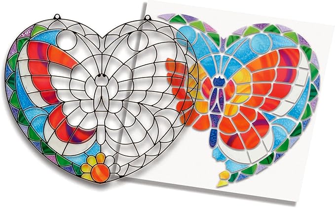 Melissa & Doug Stained Glass Made Easy Activity Kit: Butterfly - 140+ Stickers - Kids Sticker Stained Glass Craft Kit; Sun Catchers For Kids Ages 5+
