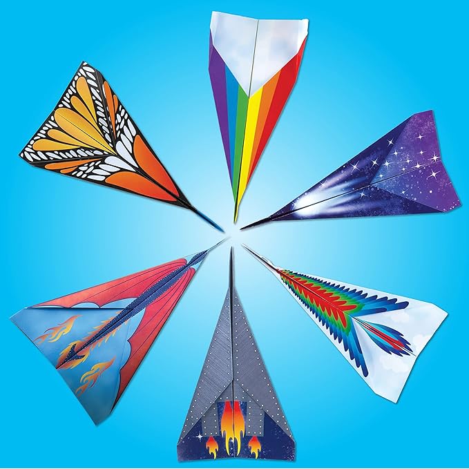 Creativity for Kids Stunt Squadron Fold & Launch Paper Airplanes: Create 80 Paper Airplanes, STEM Science Kit for Kids, Paper Airplane Craft Kit for Kids, Gifts and Toys for Boys Ages 6-8+