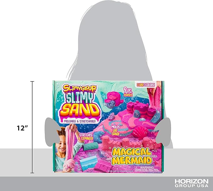 Magical Mermaid, 3 Pounds of SlimySand in 3 Colors (Purple, Blue Glitter & Pink),7 3D Molds & More! Reusable Box. Super Stretchy & Moldable Cloud Slime, Great For Tactile Fun, Multi